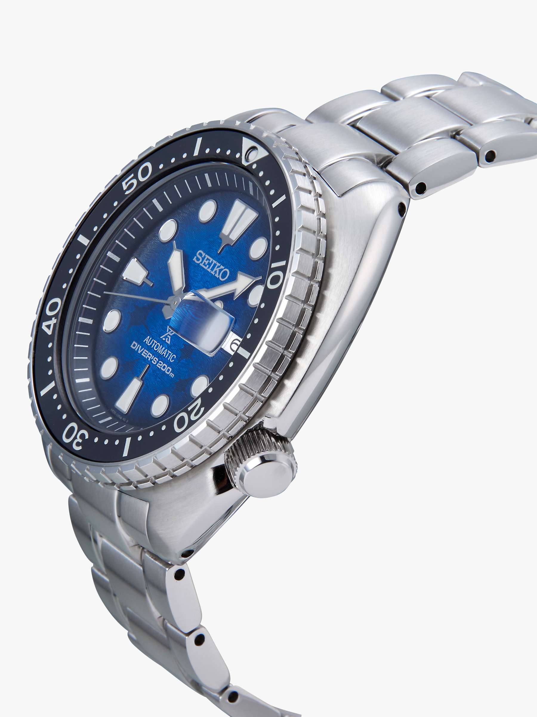 Buy Seiko SRPE39K1 Men's Prospex Save The Ocean Automatic Day Date Bracelet Strap Watch, Silver/Blue Online at johnlewis.com