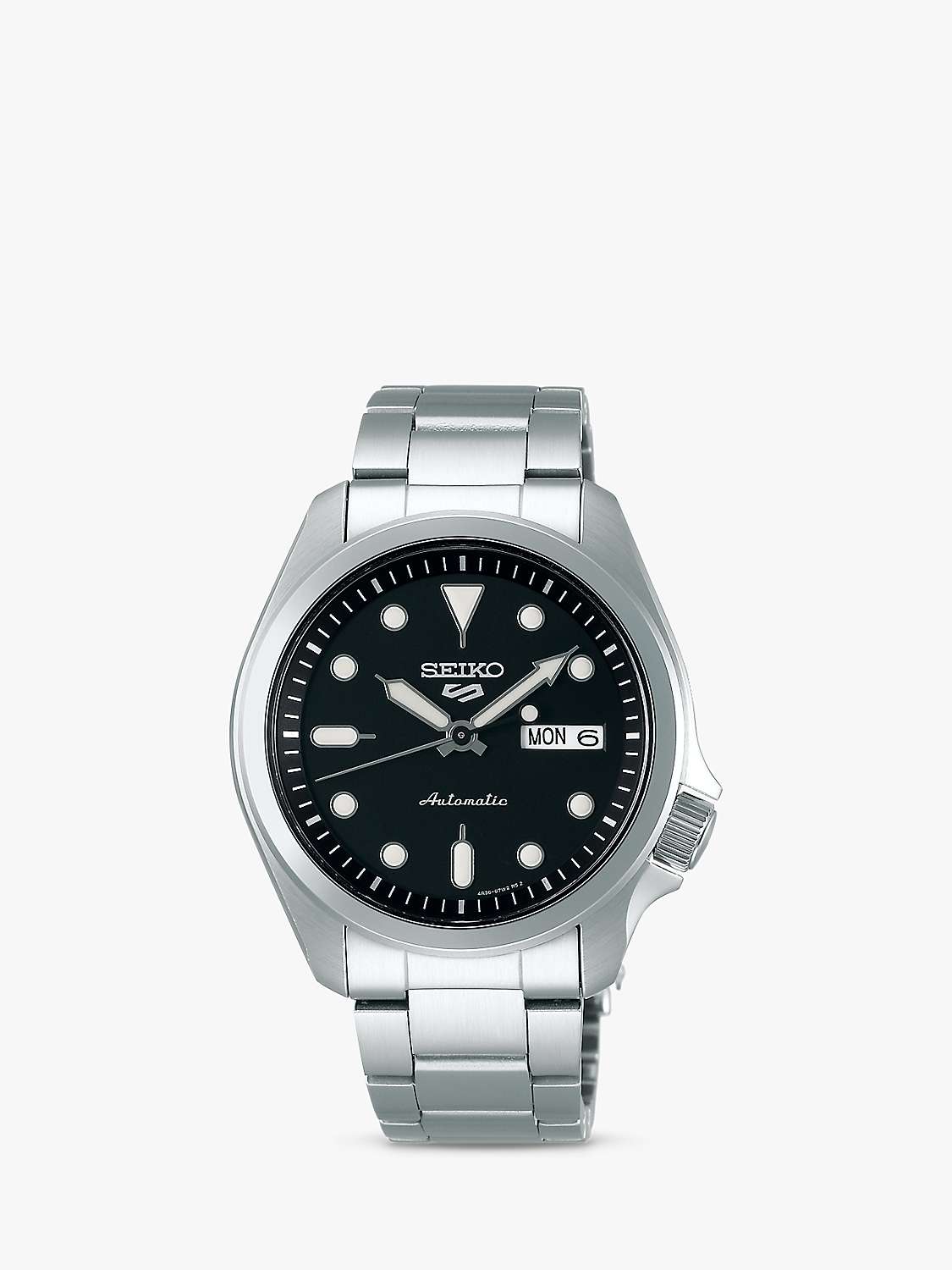 Buy Seiko Men's 5 Sports Automatic Day Date Bracelet Strap Watch, Silver/Black SRPE55K1 Online at johnlewis.com