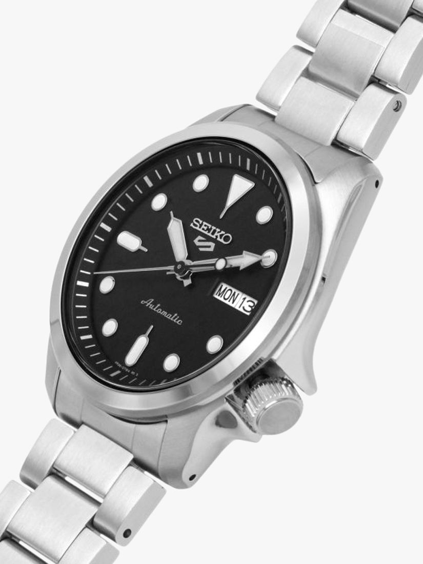 Buy Seiko Men's 5 Sports Automatic Day Date Bracelet Strap Watch, Silver/Black SRPE55K1 Online at johnlewis.com