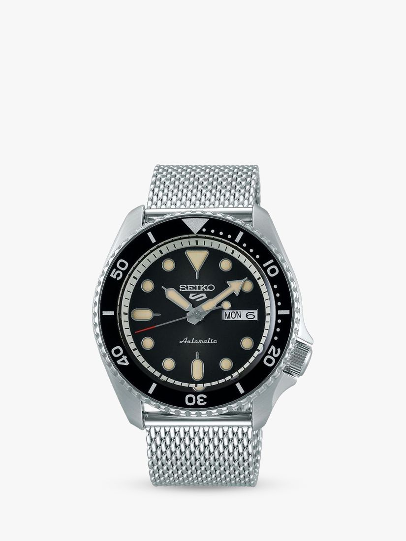 Seiko SRPD73K1 Men's 5 Sports Automatic Day Date Bracelet Strap Watch,  Silver/Black at John Lewis & Partners