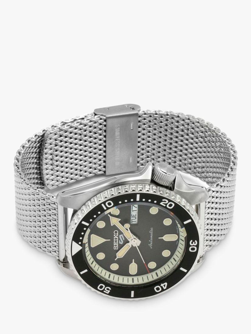 Buy Seiko SRPD73K1 Men's 5 Sports Automatic Day Date Bracelet Strap Watch, Silver/Black Online at johnlewis.com