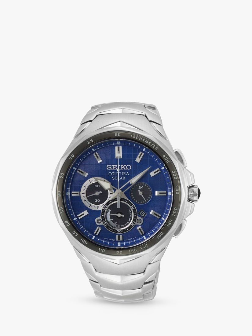 Seiko SSC749P1 Men's Coutura Chronograph Date Bracelet Strap Watch,  Silver/Blue