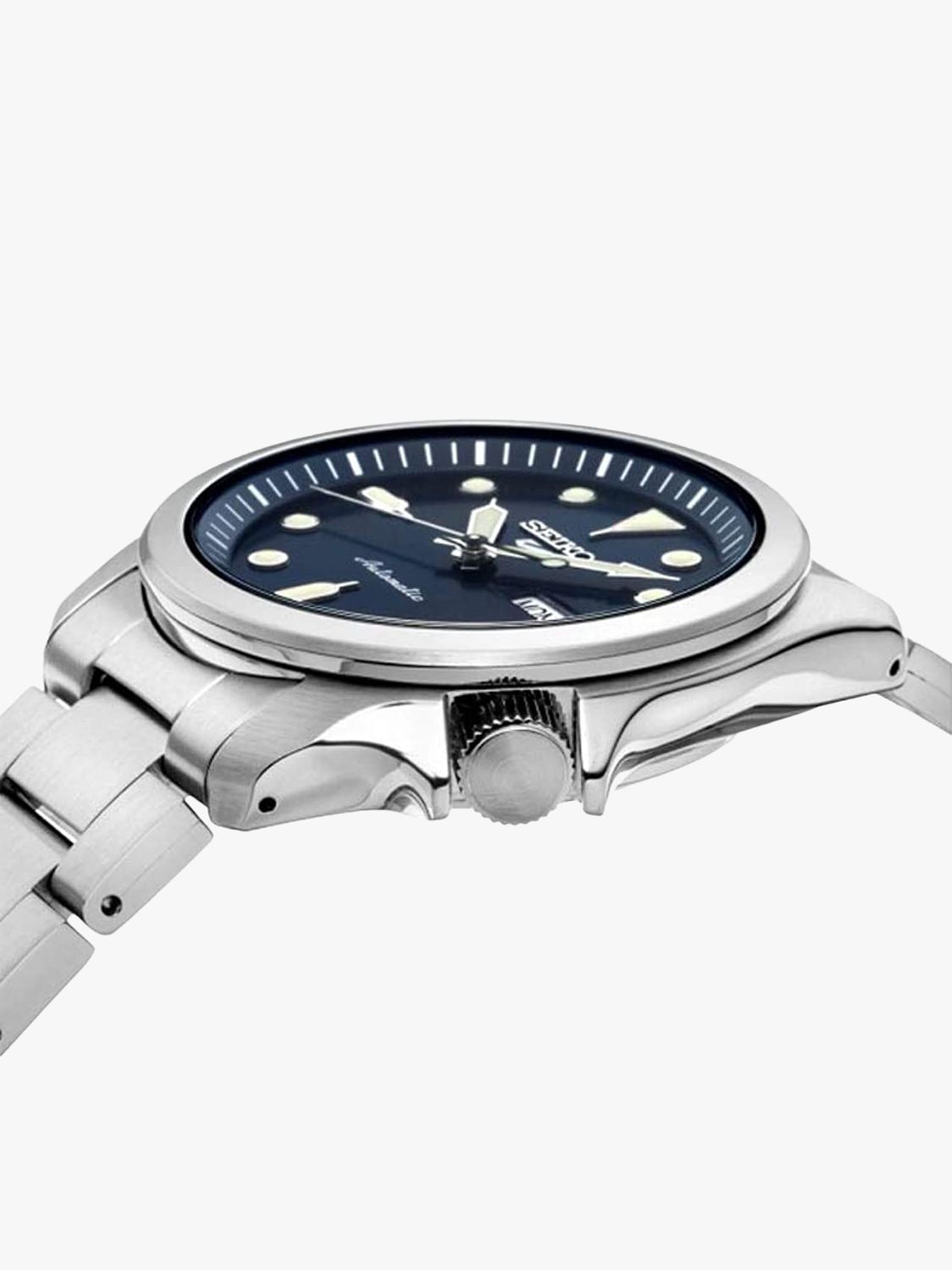 Seiko Men's 5 Sports Automatic Day Date Bracelet Strap Watch, Silver/Blue  at John Lewis & Partners