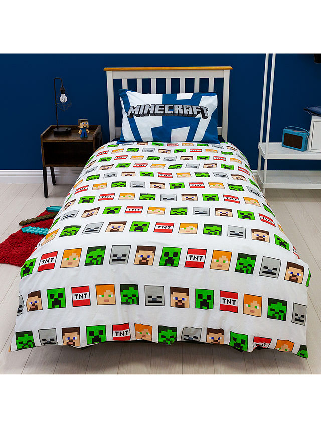 Minecraft Reversible Duvet Cover and Pillowcase Set, Single, Multi