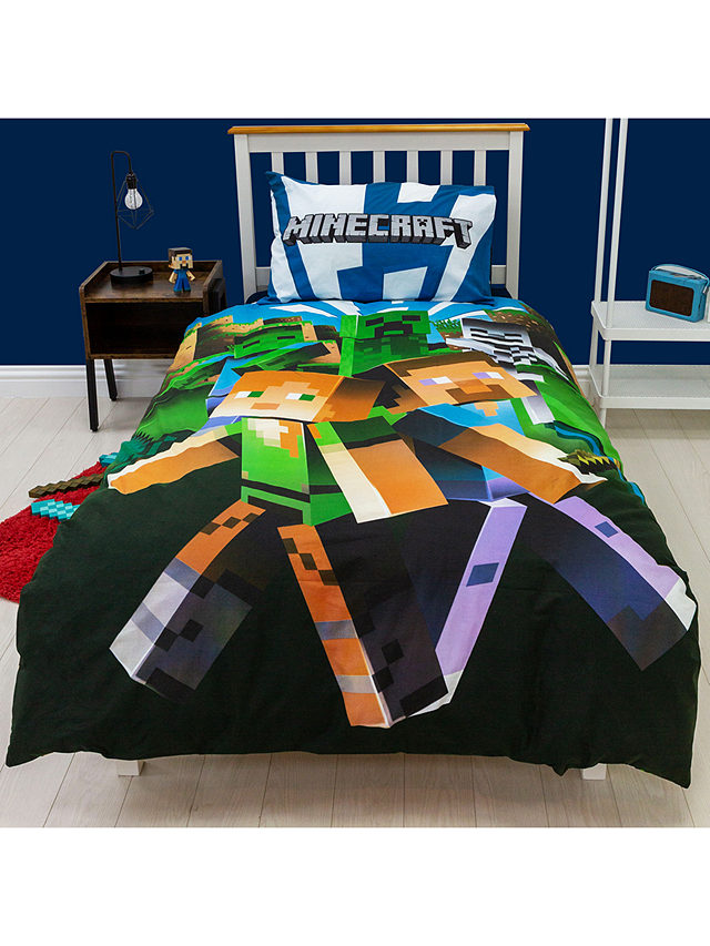 Minecraft Reversible Duvet Cover and Pillowcase Set, Single, Multi