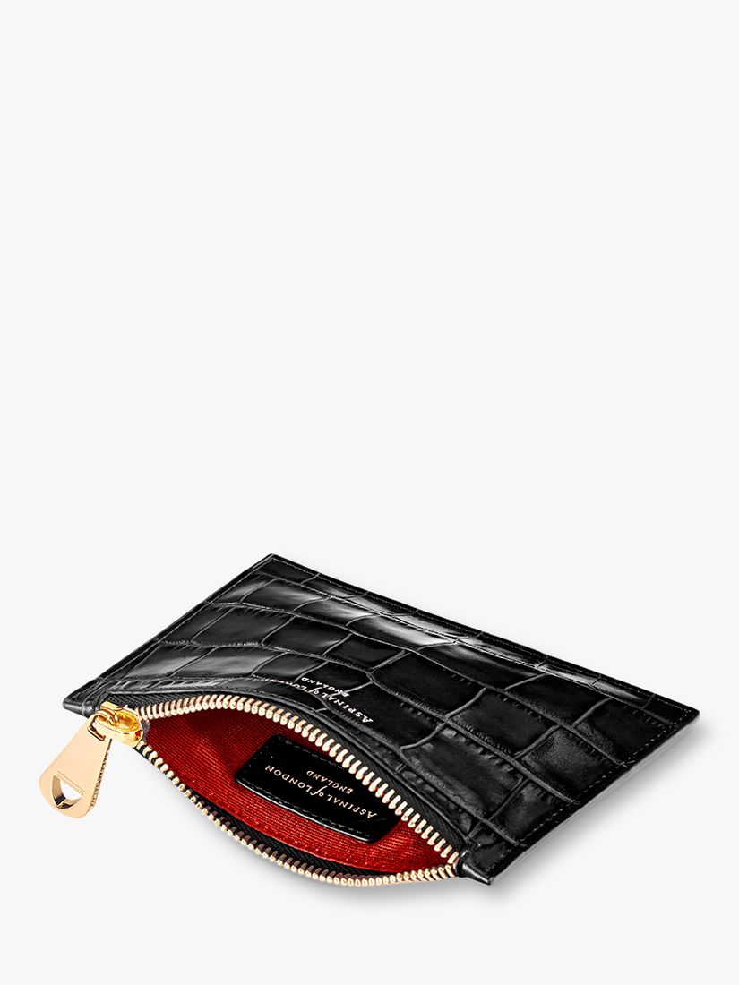 Buy Aspinal of London Essential Deep Shine Croc Leather Small Flat Pouch Online at johnlewis.com