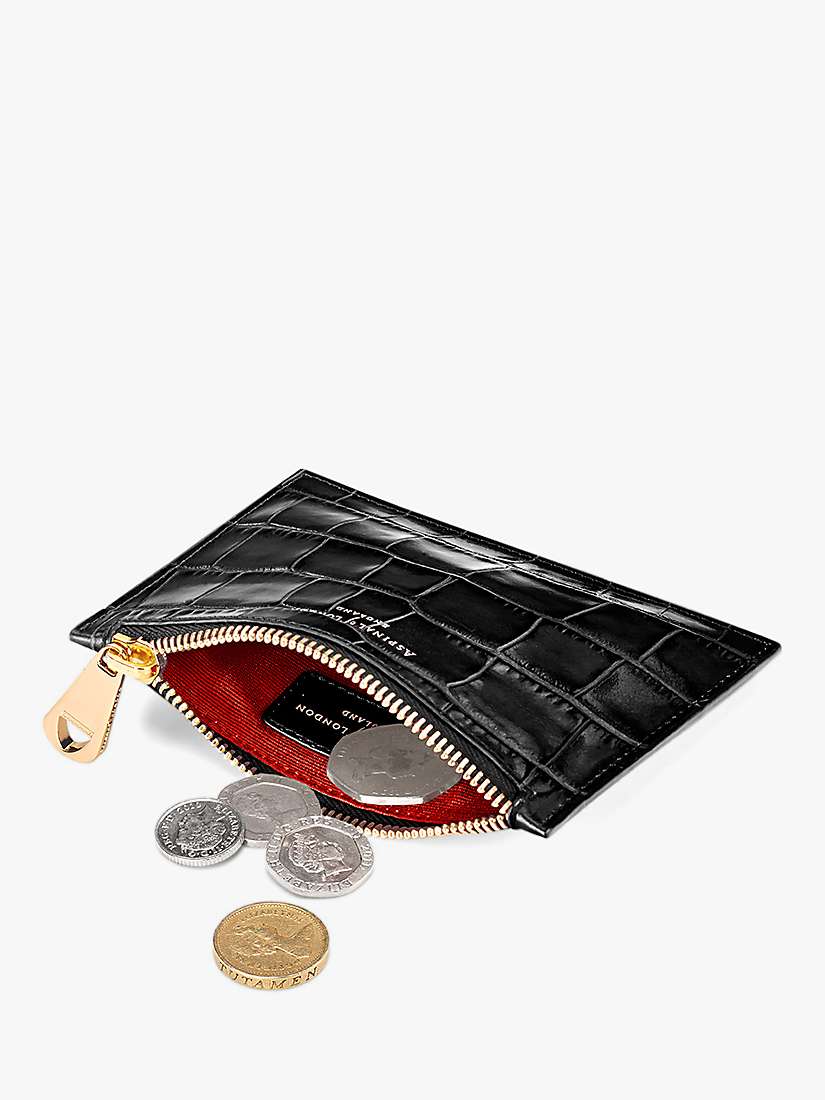Buy Aspinal of London Essential Deep Shine Croc Leather Small Flat Pouch Online at johnlewis.com