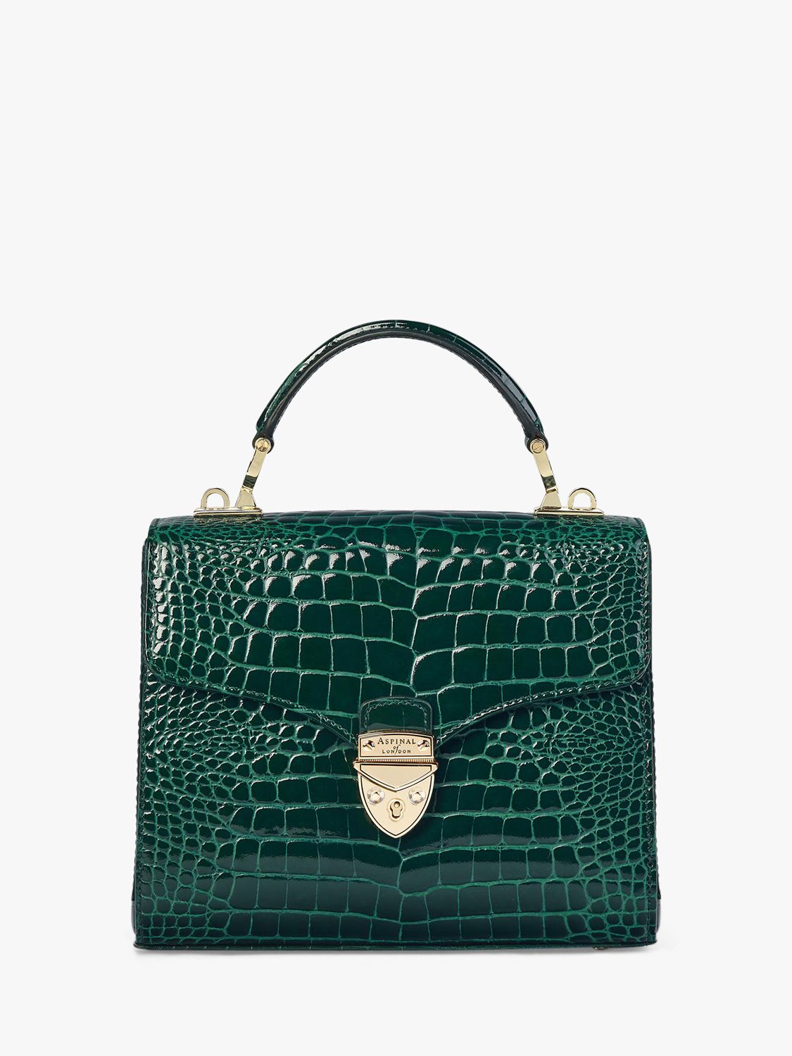 Aspinal of London Mayfair Croc Leather Midi Grab Bag, Evergreen at John ...