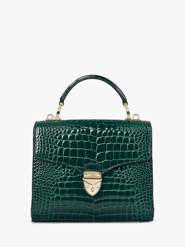 Aspinal of London Mayfair Croc Leather Midi Grab Bag, Evergreen
