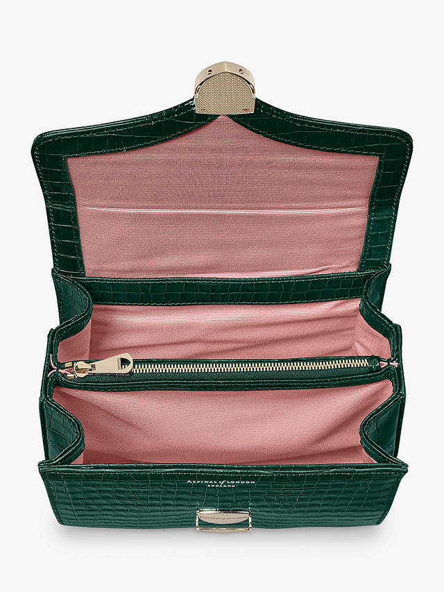 Aspinal of London Mayfair Croc Leather Midi Grab Bag, Evergreen