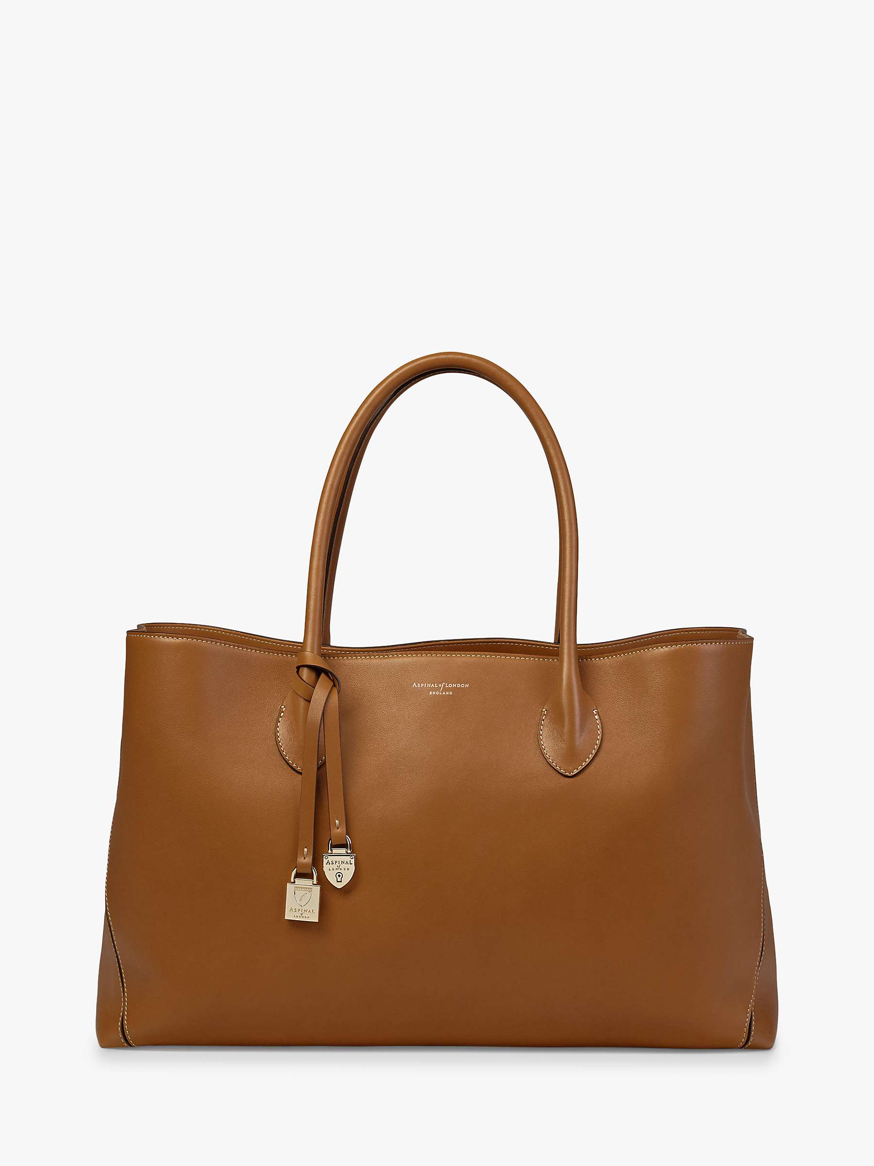 Buy Aspinal of London Large London Smooth Leather Tote Bag, Tan Online at johnlewis.com