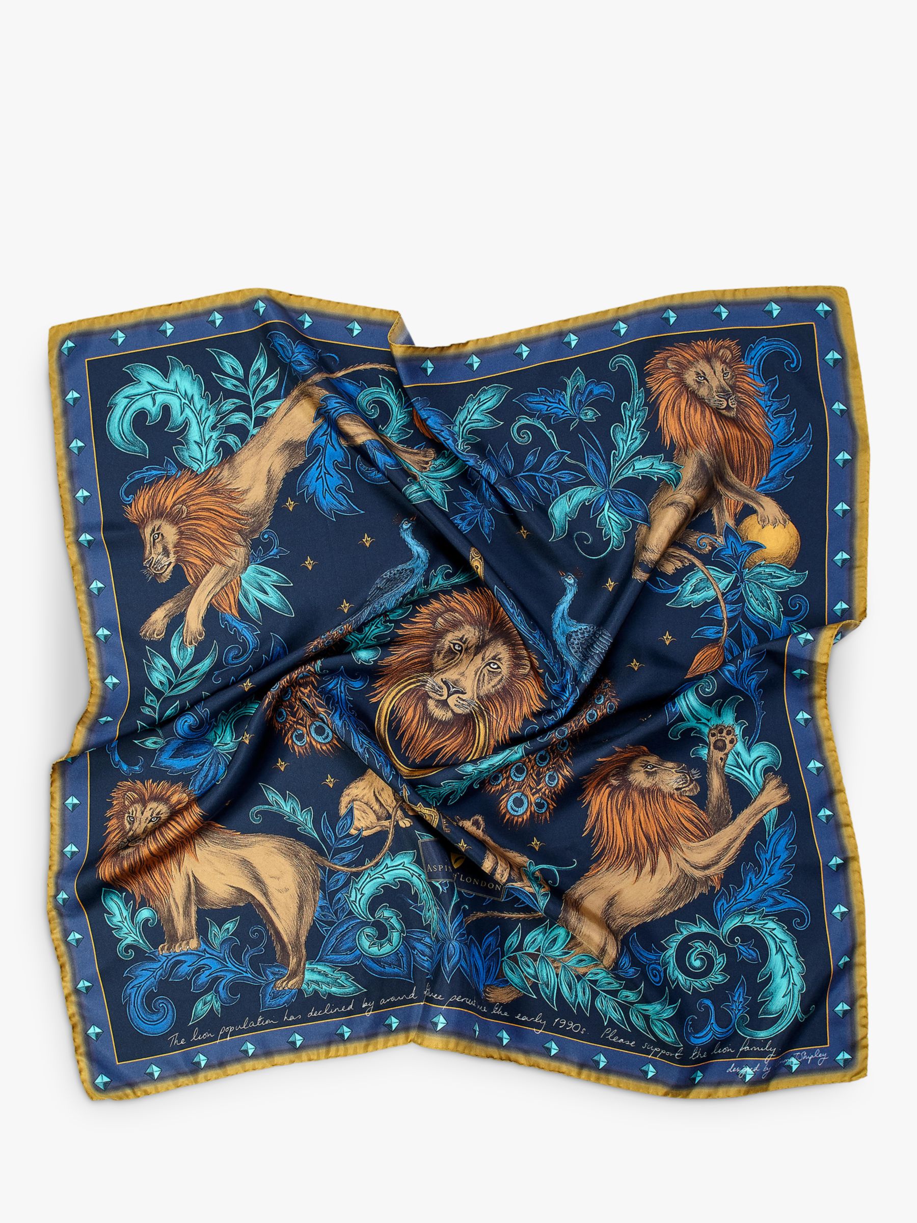 Buy Aspinal of London Lions & Peacocks Silk Square Scarf Online at johnlewis.com