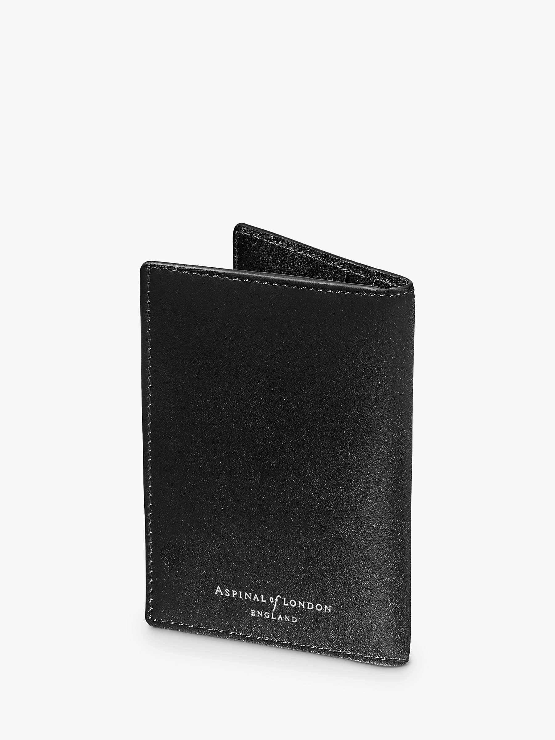 Buy Aspinal of London Double Fold Smooth Leather Card Holder, Black Online at johnlewis.com