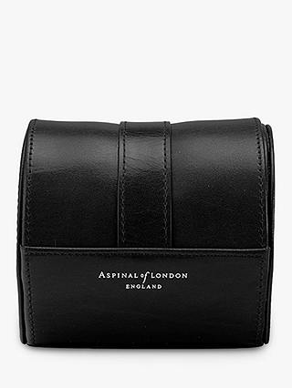 Aspinal of London Smooth Leather Travel Watch Roll, Black