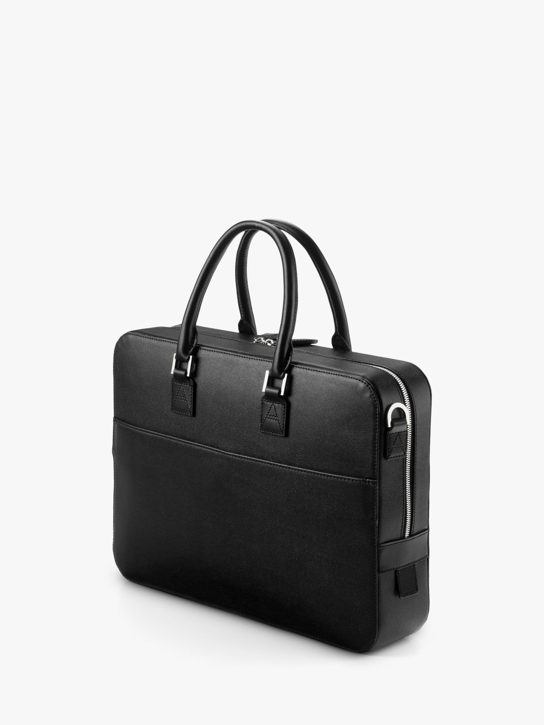 Aspinal of London Black Leather Saffiano Small Mount Street Laptop Bag
