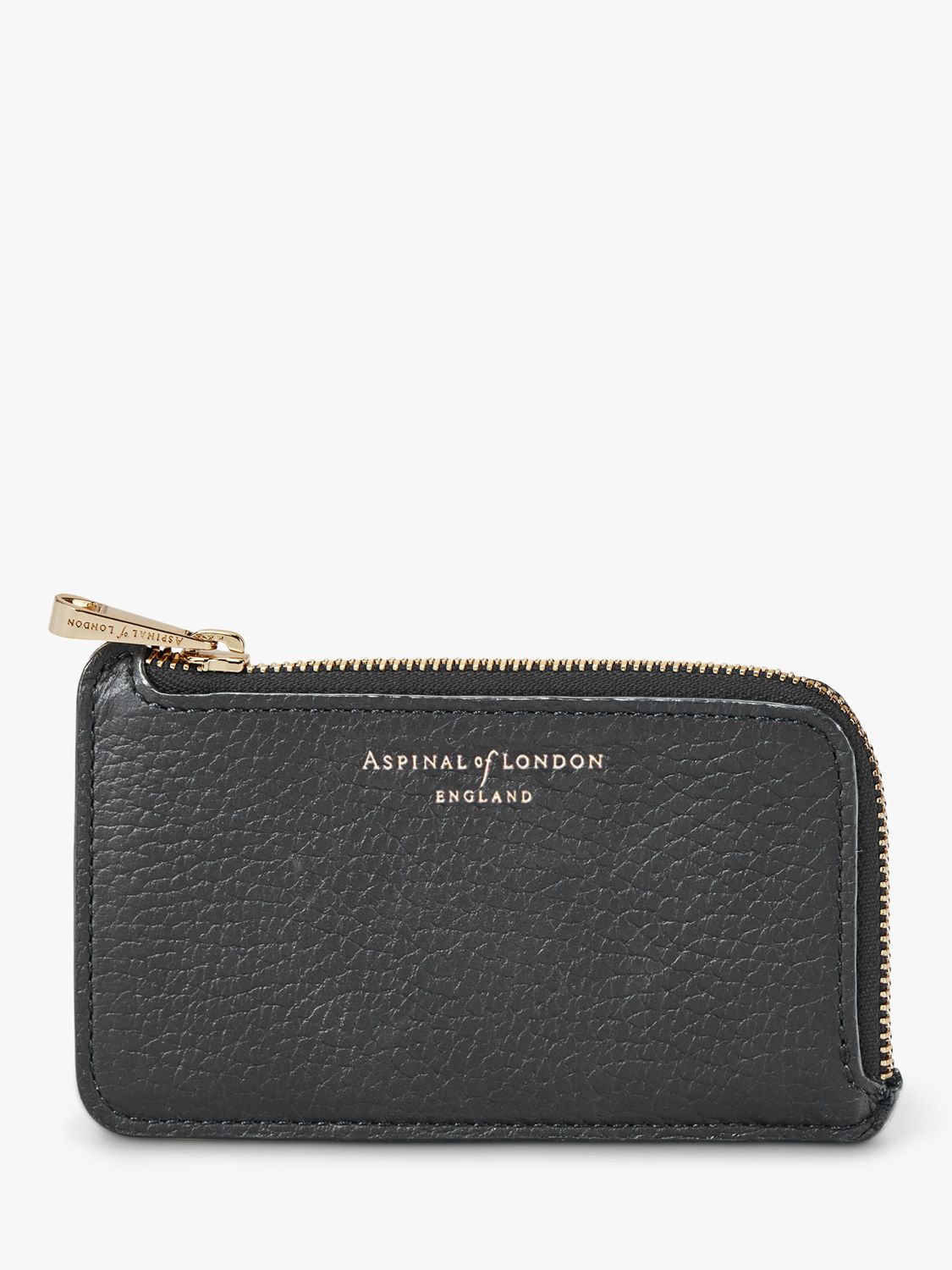 Aspinal of London Pebble Leather Zipped Coin and Card Holder, Black