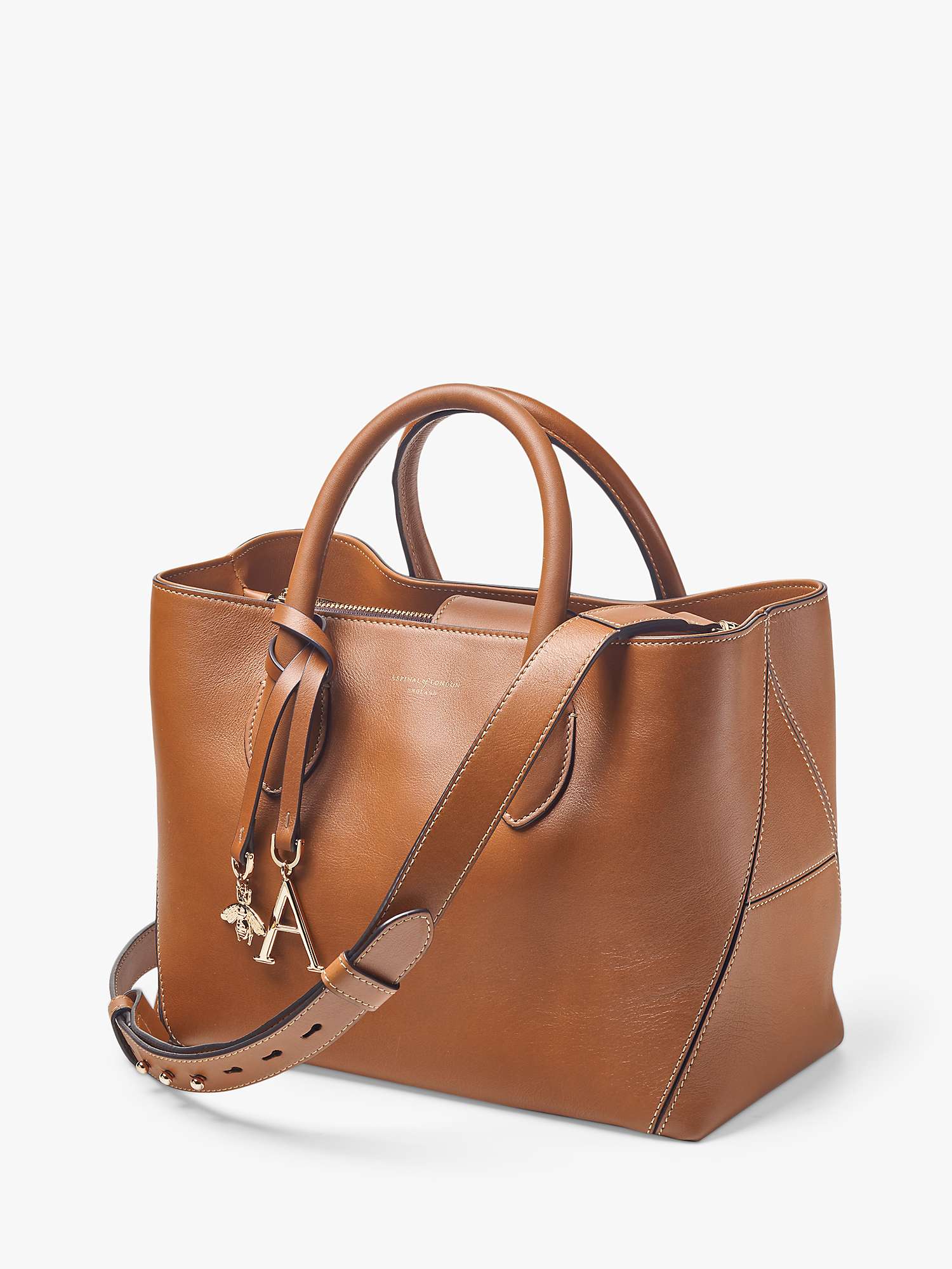 Buy Aspinal of London Midi London Smooth Leather Tote Bag, Tan Online at johnlewis.com