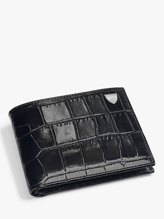 Aspinal of London Billfold Croc Leather Coin Wallet, Black