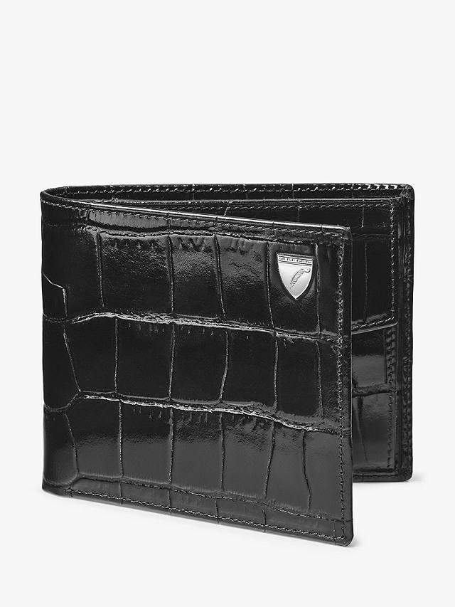 Aspinal of London Billfold Croc Leather Coin Wallet, Black