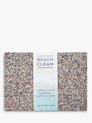 LIGA Beach Clean Cork Rectangular Placemats, Set of 4, Multi