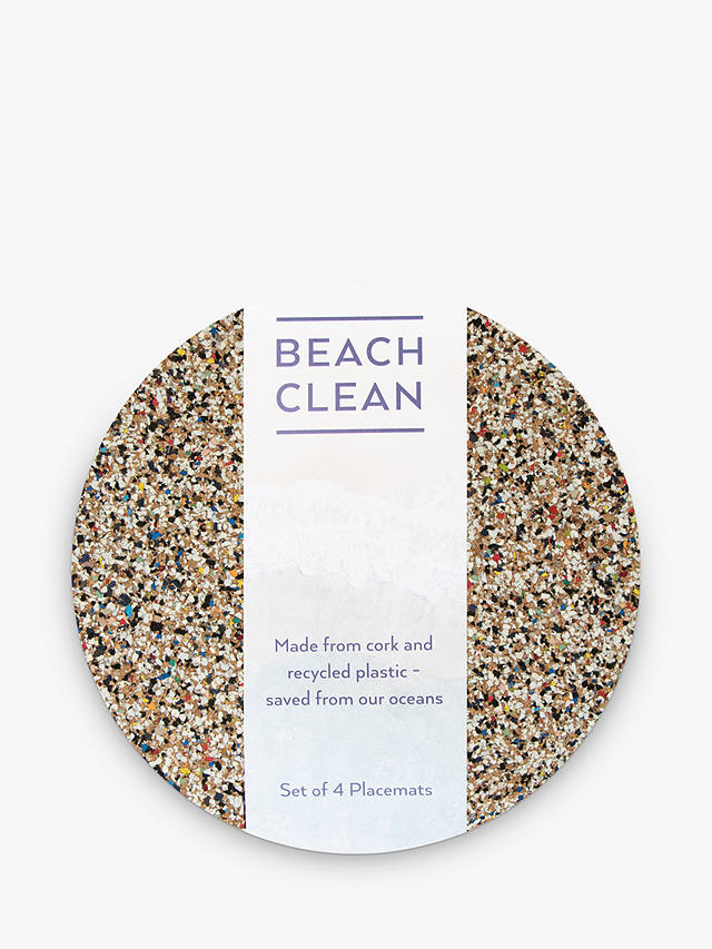 LIGA Beach Clean Cork Round Placemats, Set of 4, Multi