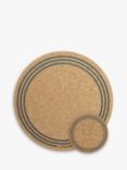 LIGA Cork Printed Round Placemats, Set of 6, Natural