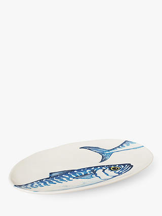 BlissHome Creatures Mackerel Oval Serving Platter, 32cm, Blue
