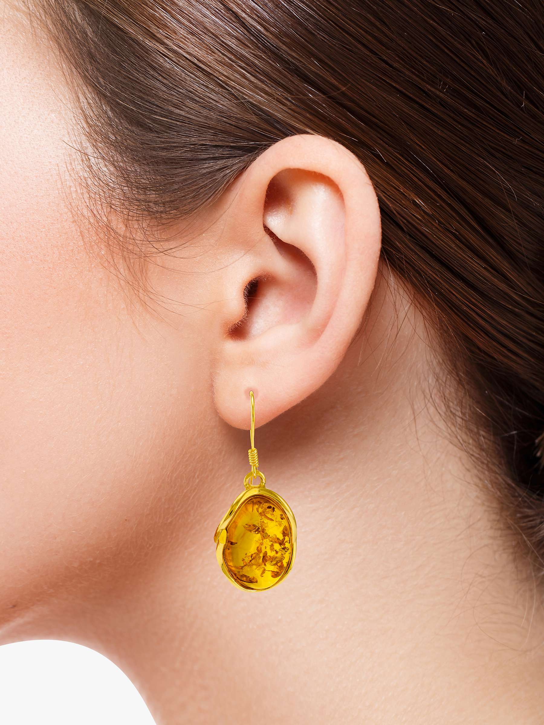 Buy Be-Jewelled Organic Shape Amber Drop Earrings, Cognac Online at johnlewis.com