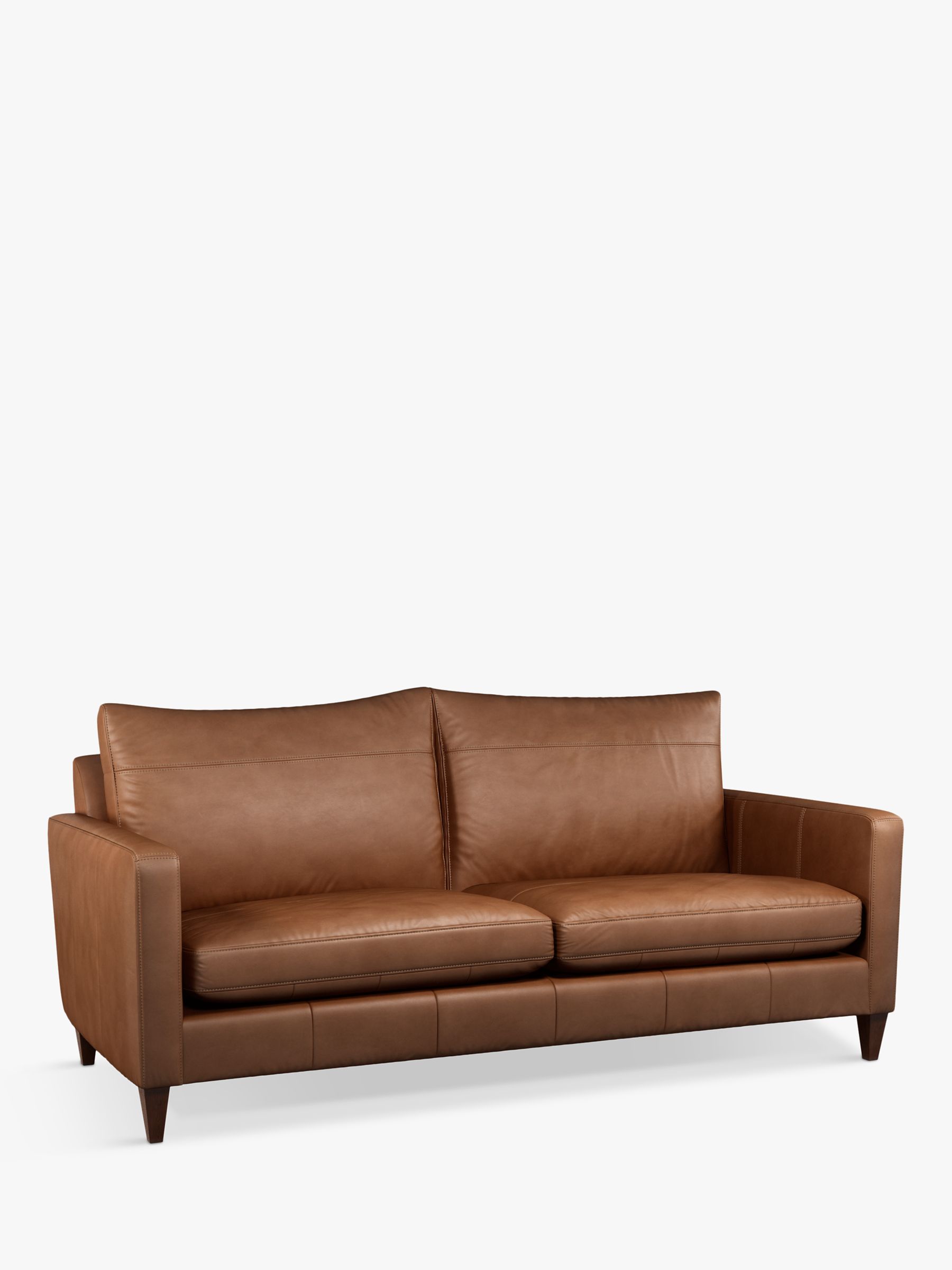 Bailey Range, John Lewis Bailey Large 3 Seater Leather Sofa, Dark Leg, Sellvagio Cognac