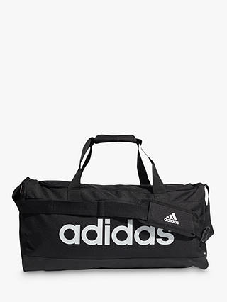 adidas Essentials Logo Medium Duffel Bag, Black/White