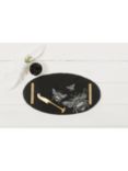 Selbrae House Bee Oval Slate Serving Tray with Gold Handles & Cheese Knife, Black/Gold