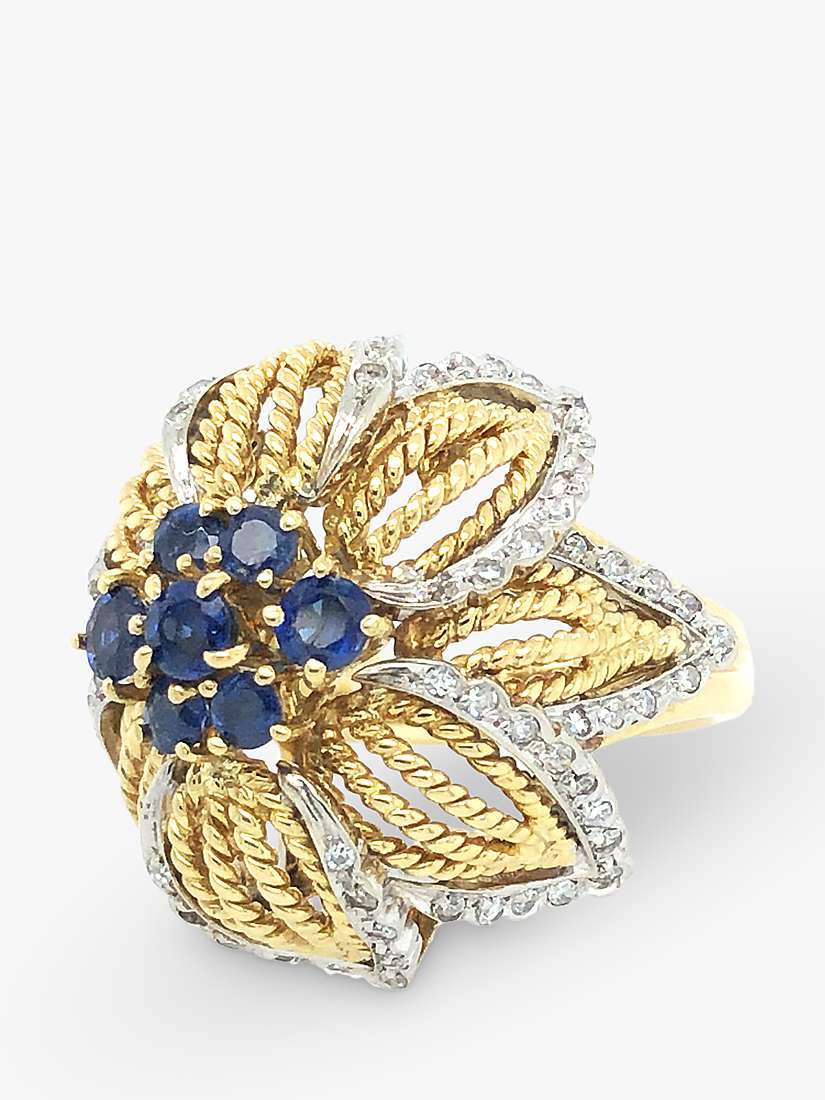 Buy VF Jewellery 18ct Yellow and White Gold Second Hand Sapphire and Diamond Flower Ring Online at johnlewis.com