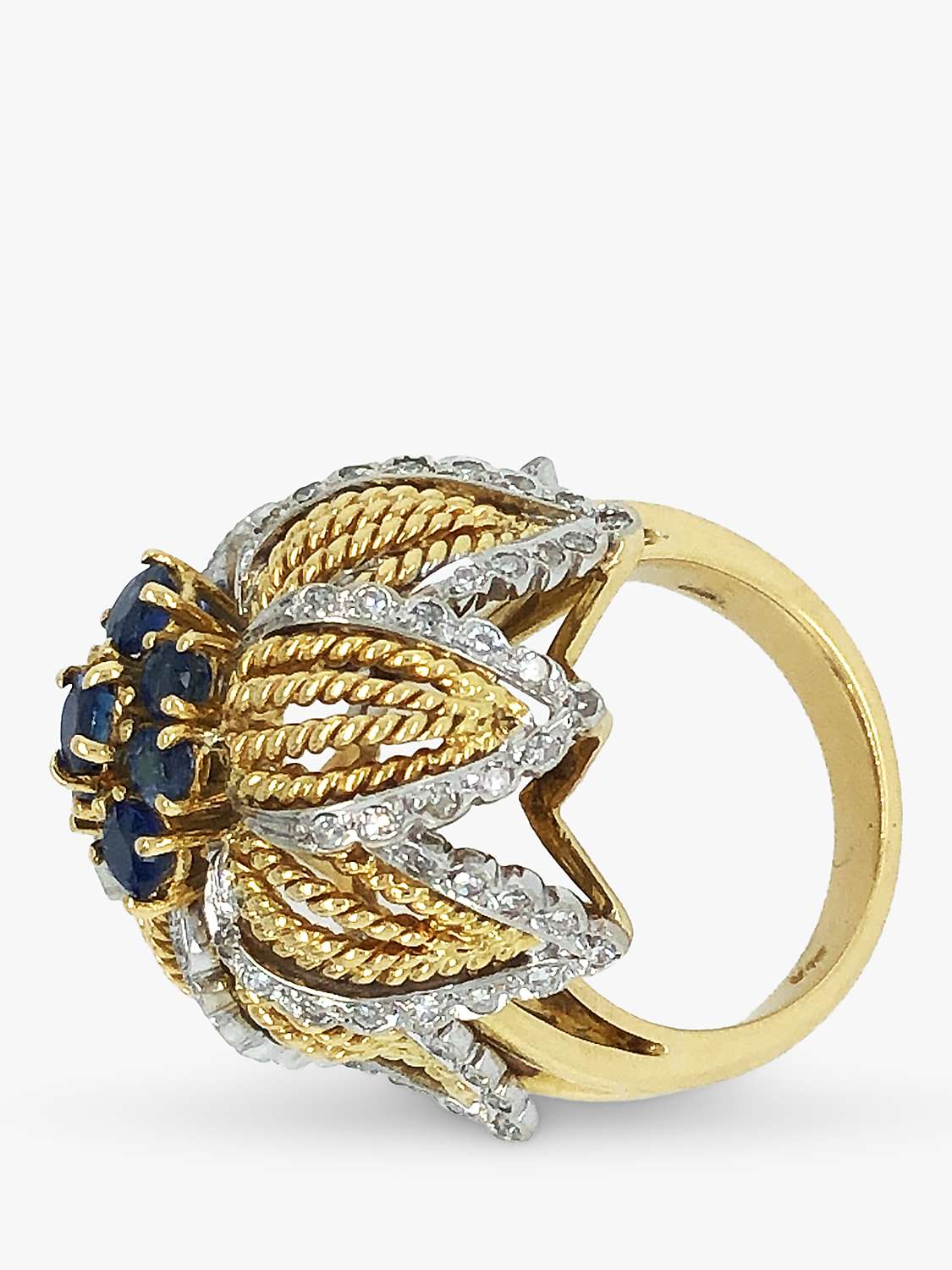 Buy VF Jewellery 18ct Yellow and White Gold Second Hand Sapphire and Diamond Flower Ring Online at johnlewis.com