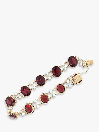 VF Jewellery 9ct Yellow Gold Second Hand Garnet and Pearl Bracelet