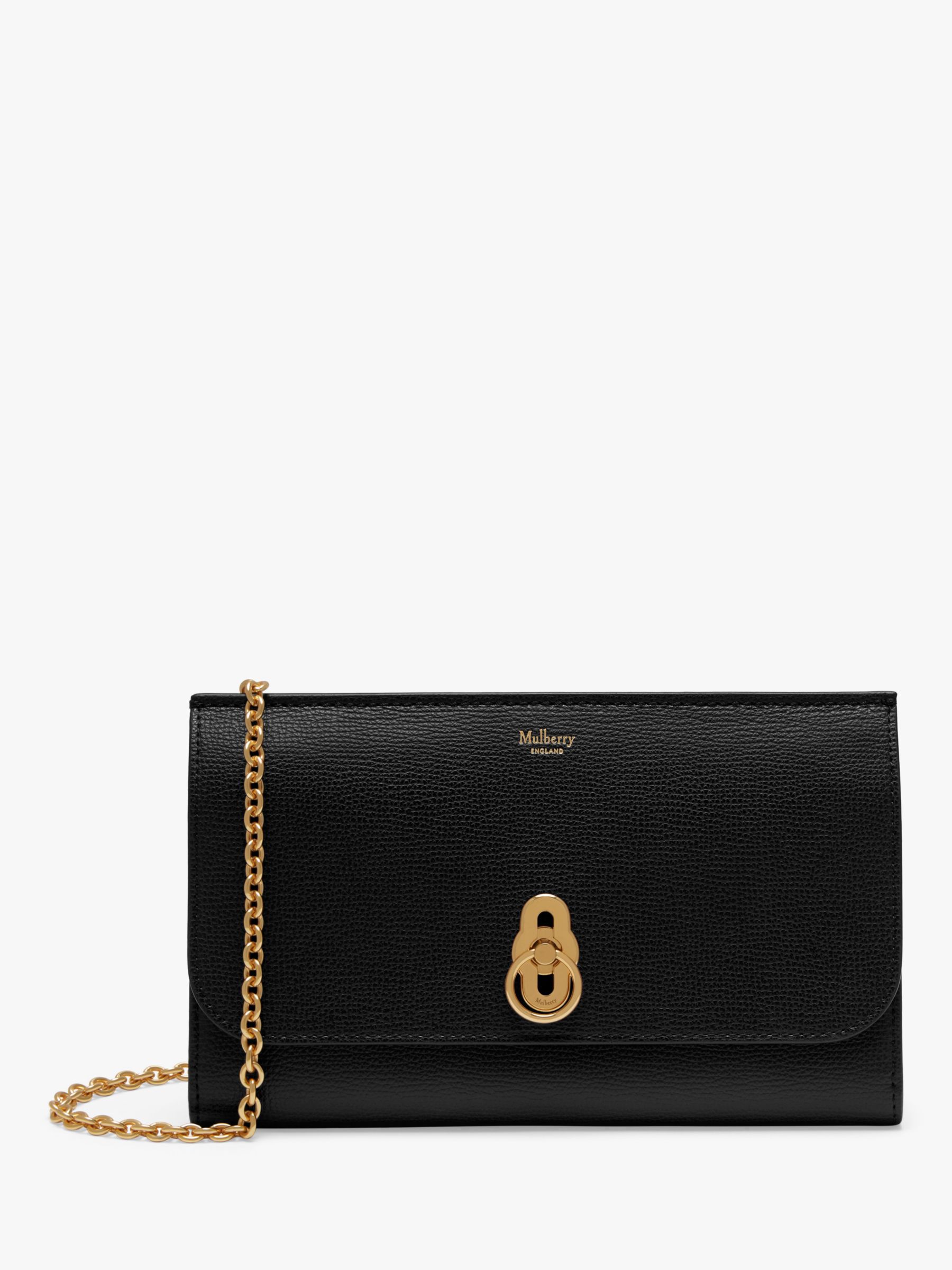 Mulberry Amberley Small Classic Grain Leather Clutch Bag, Black at John ...