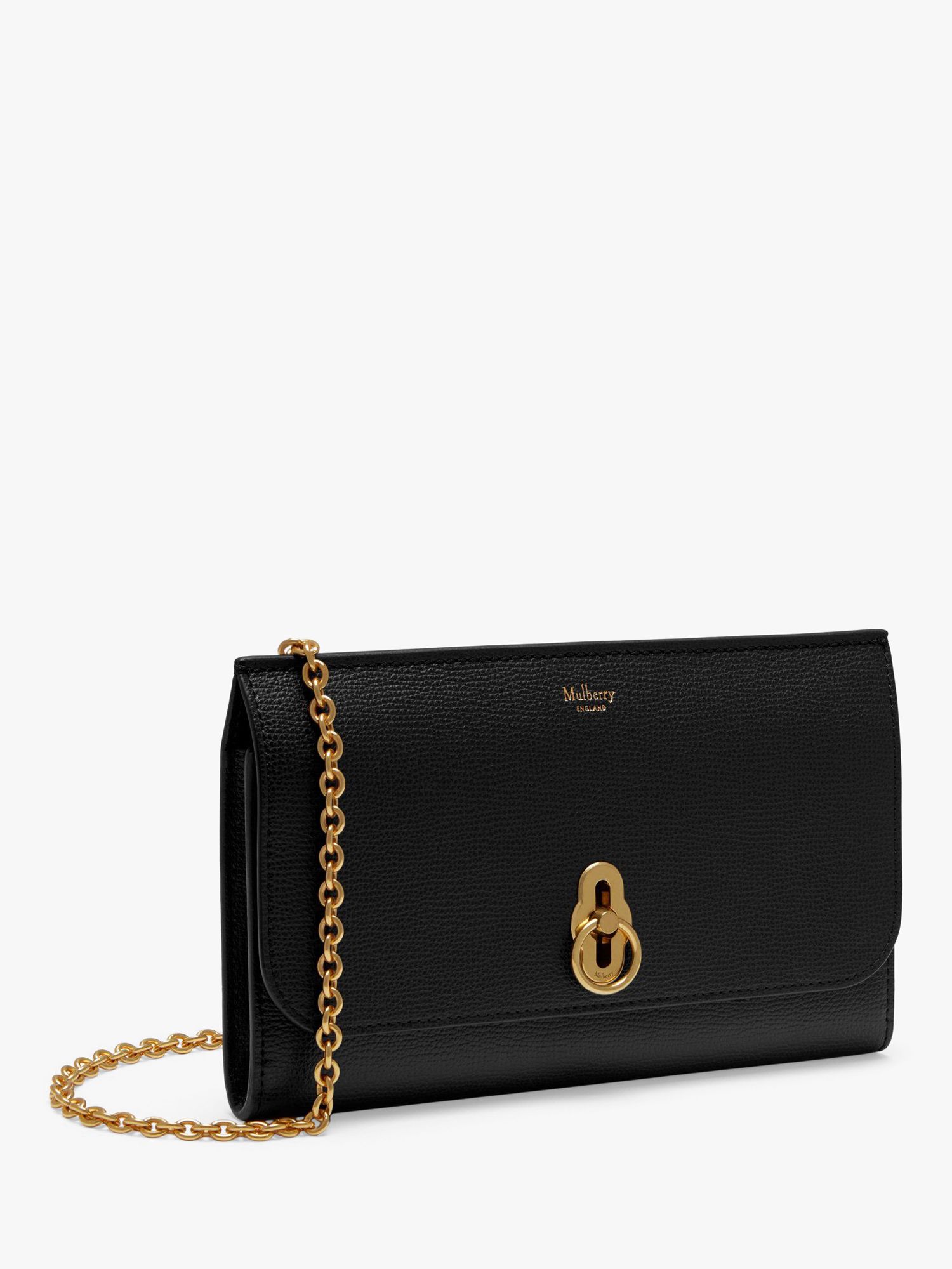Mulberry Amberley Small Classic Grain Leather Clutch Bag, Black
