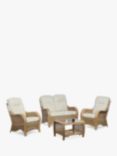 Desser Turin Rattan 4-Seater Lounging Table & Chairs Set, Natural