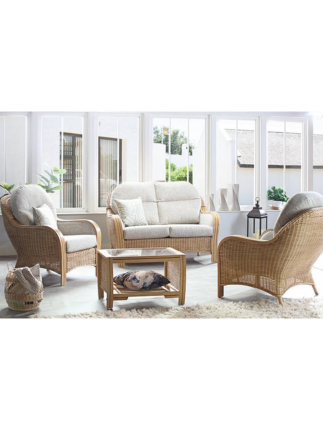 Desser Centurion Rattan 2-Seater Sofa & 2 Lounge Chairs with Coffee Table Set, Natural