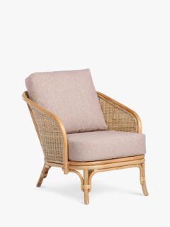 Desser Royal Rattan Cane Lounge Chair, Natural/Pink