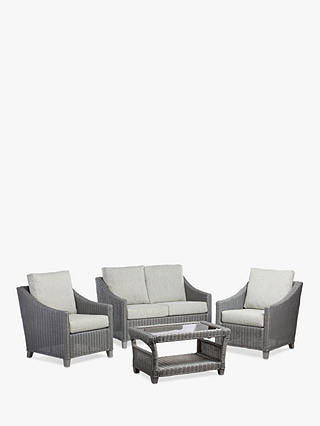 Desser Dijon Rattan 4-Seater Lounging Table & Chairs Set, Grey