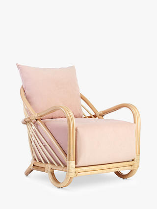 Desser Arch Rattan Cane Lounge Chair, Natural/Pink