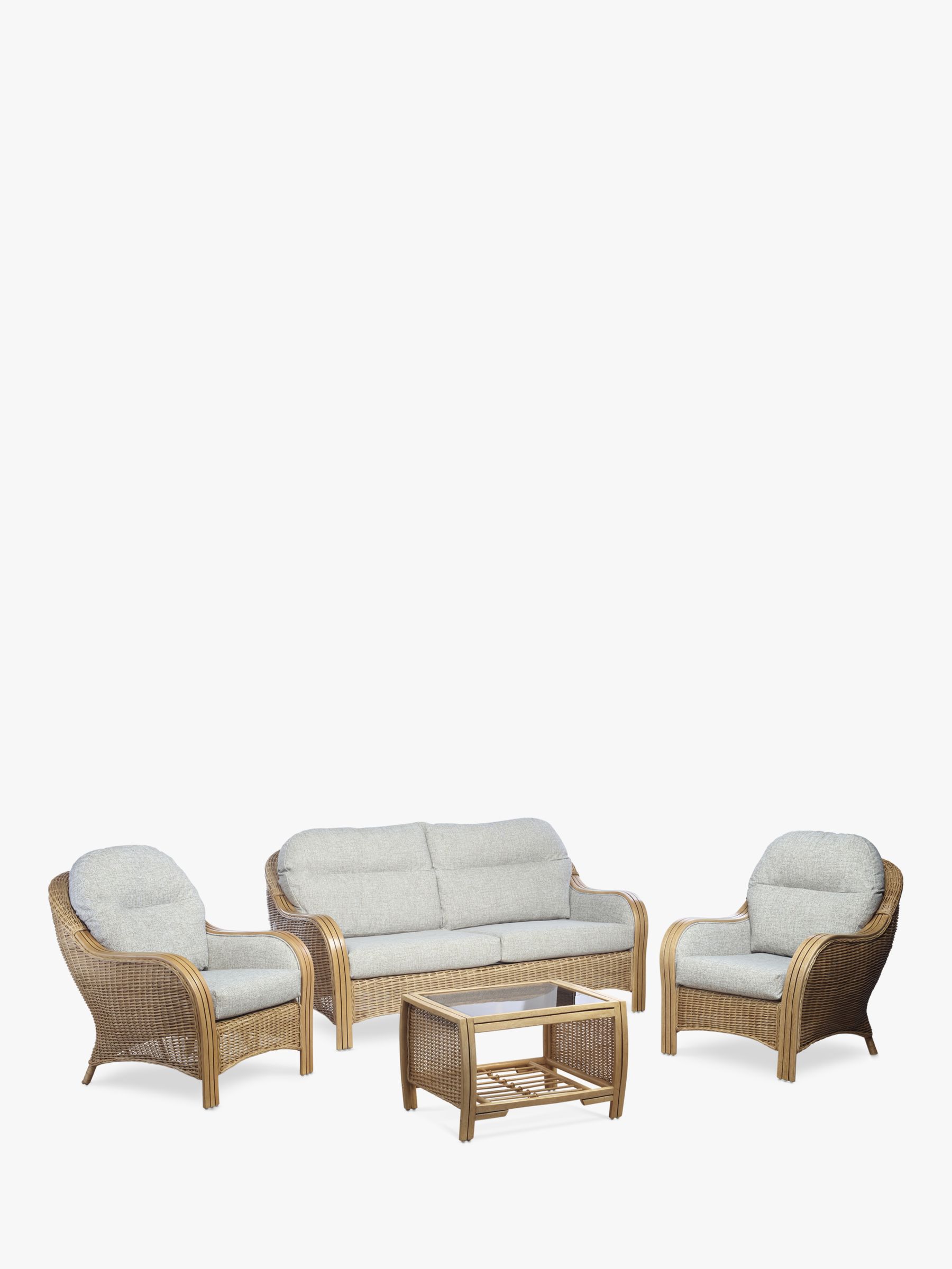 Photo of Desser centurion rattan 3-seater sofa & 2 lounge chairs with coffee table set natural