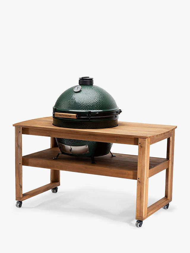 Big Green Egg Extra Large BBQ and Acacia Wood Table Bundle with ConvEGGtor & Cover