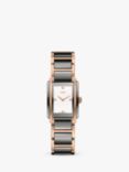 Rado R20141712 Women's Integral Diamond Rectangular Bi-Material Strap Watch, Black/Rose Gold