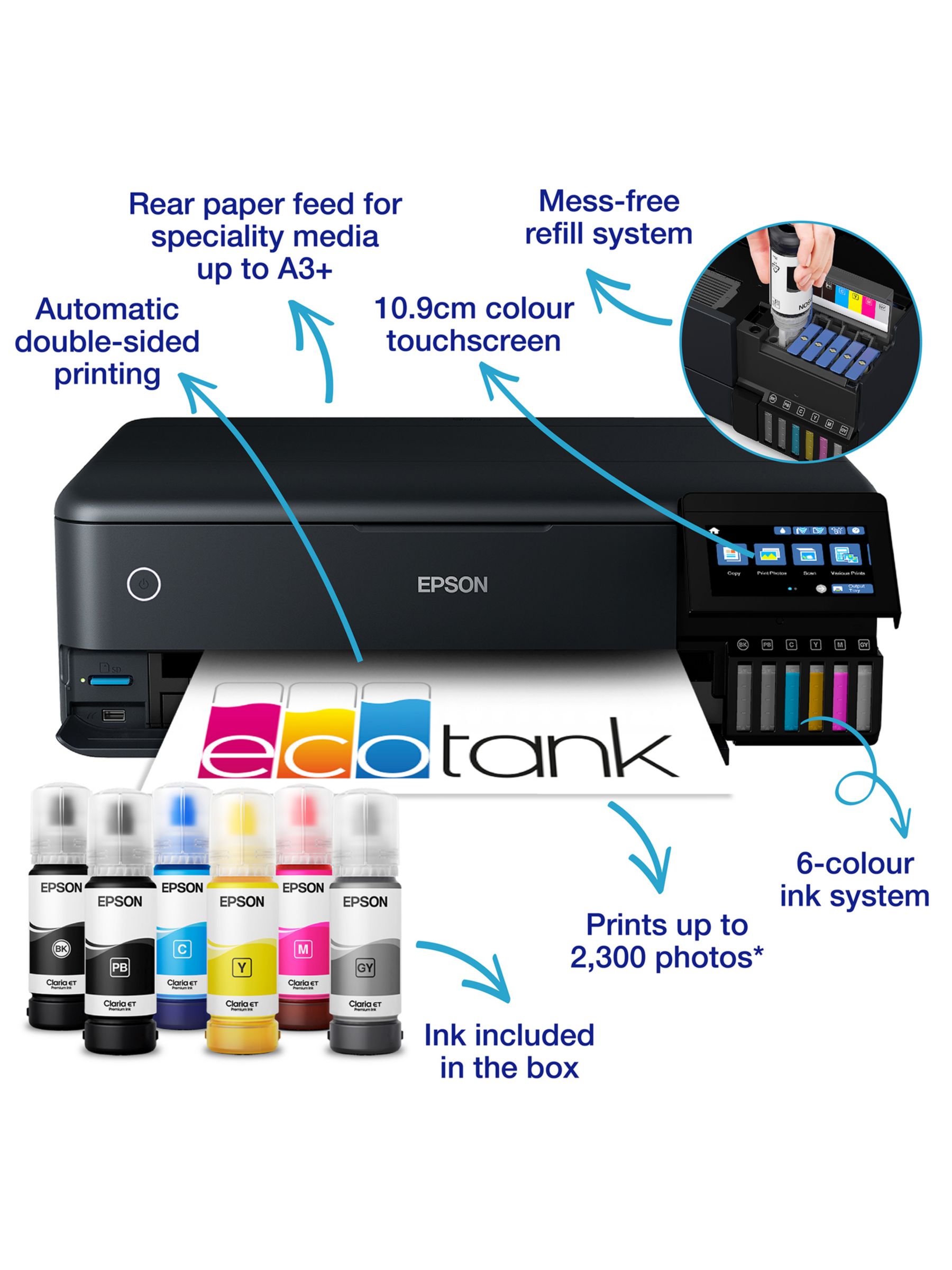Epson EcoTank Photo ET-8550 All-in-One Wireles Supertank Printer Scanner  Copier