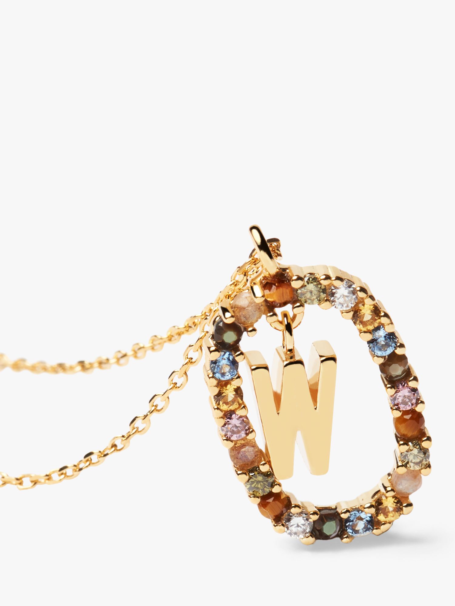 Buy PDPAOLA Alphabet Initial Crystal Pendant Necklace, Gold/Multi Online at johnlewis.com