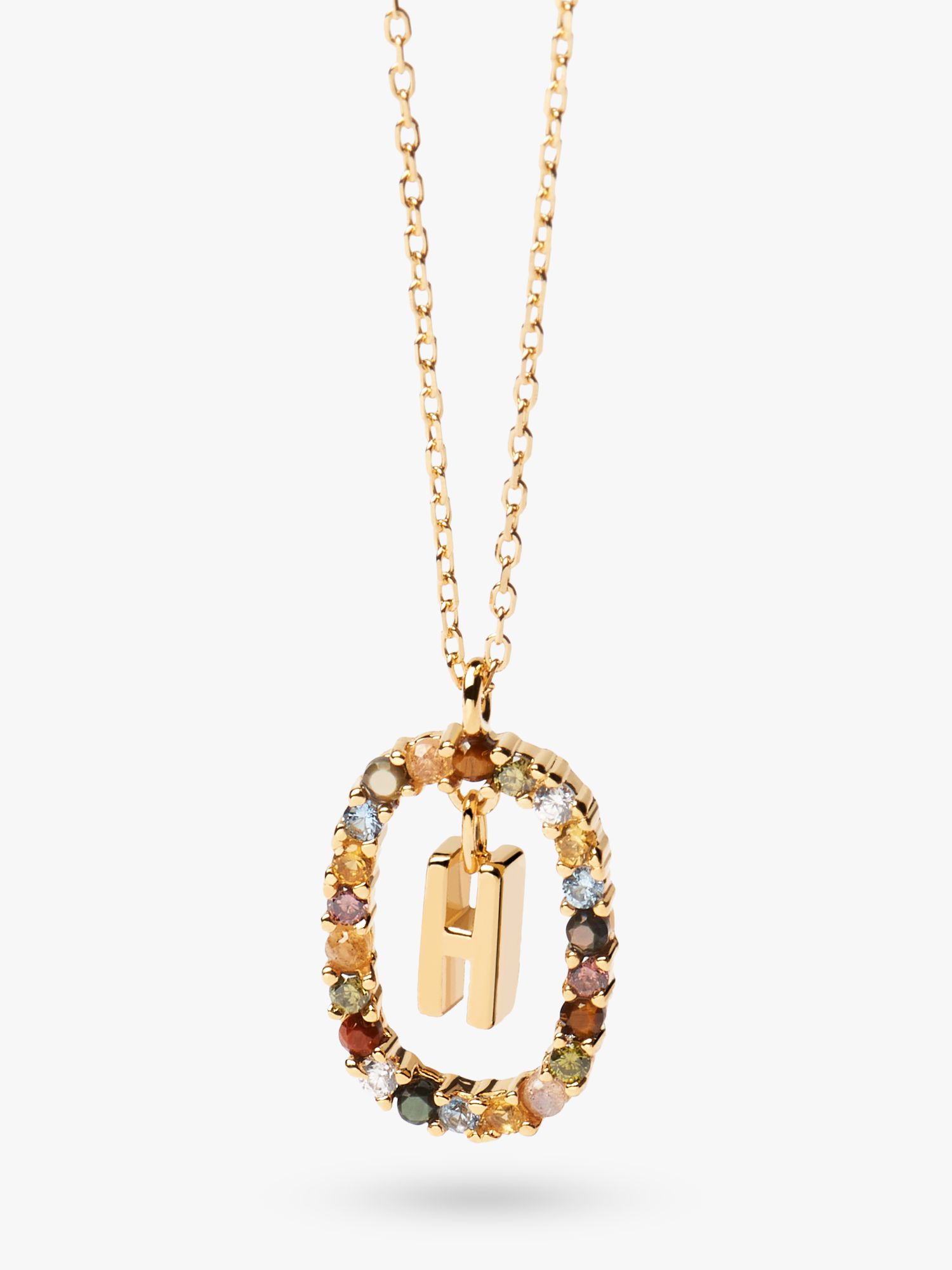 PDPAOLA Alphabet Initial Crystal Pendant Necklace, Gold/Multi, Gold ...