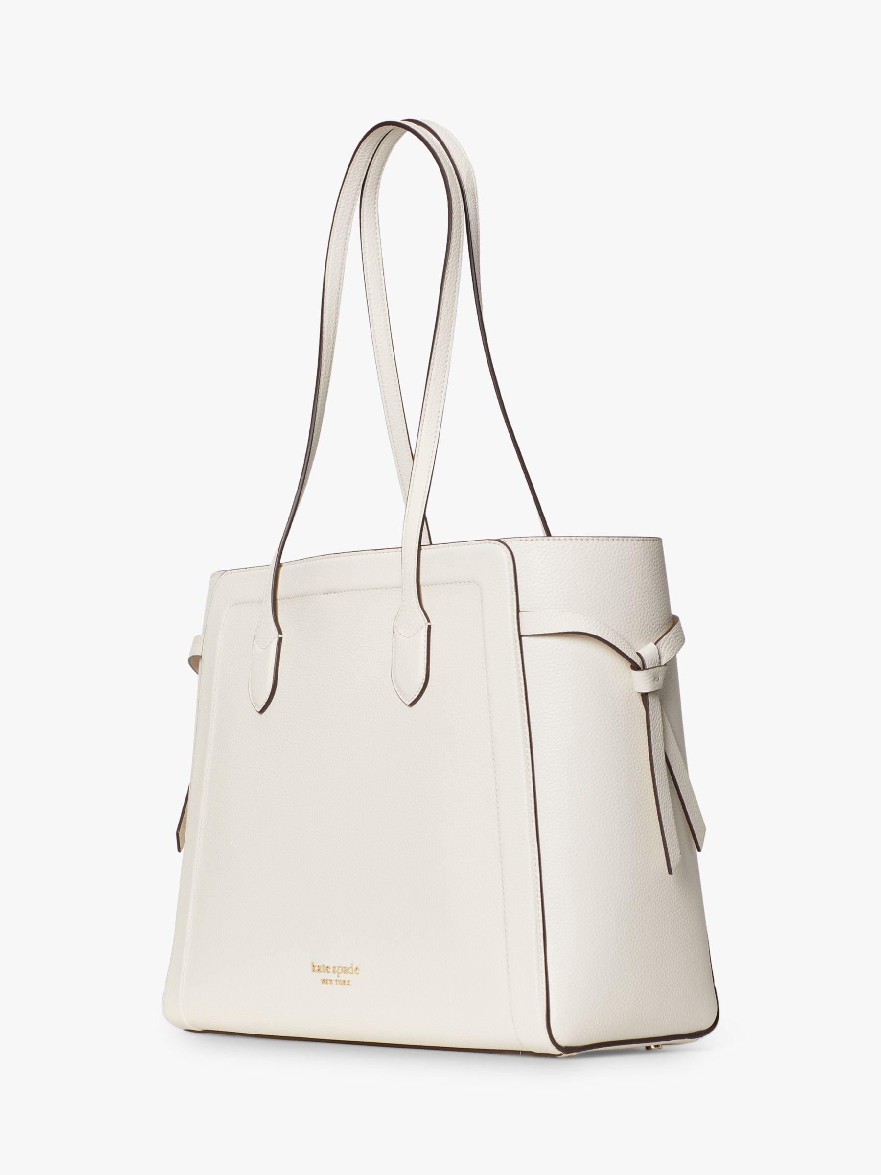 kate spade new york Knott Large Leather Tote Bag, Parchment at John ...