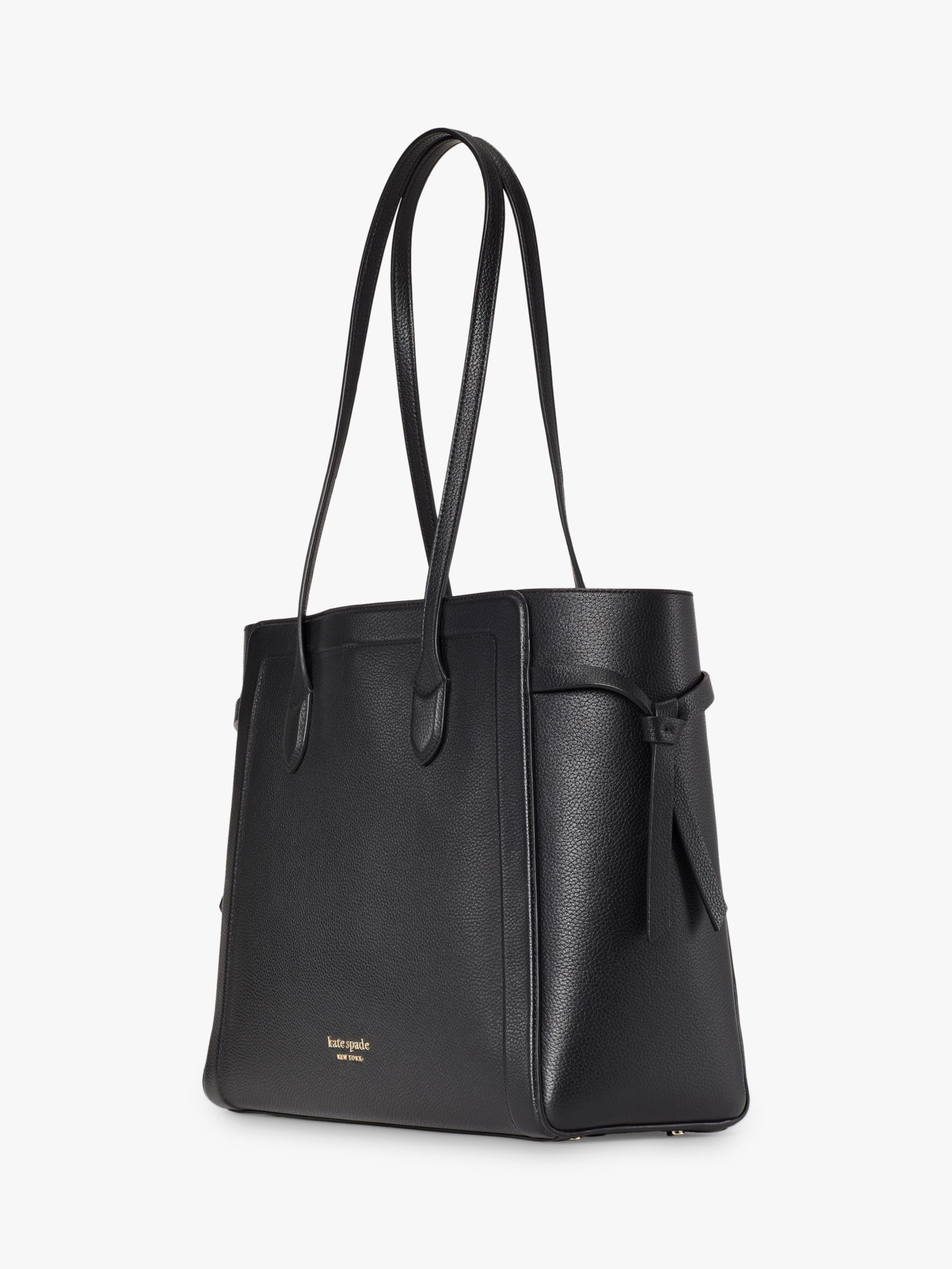 kate spade new york Knott Large Leather Tote Bag, Black at John Lewis ...