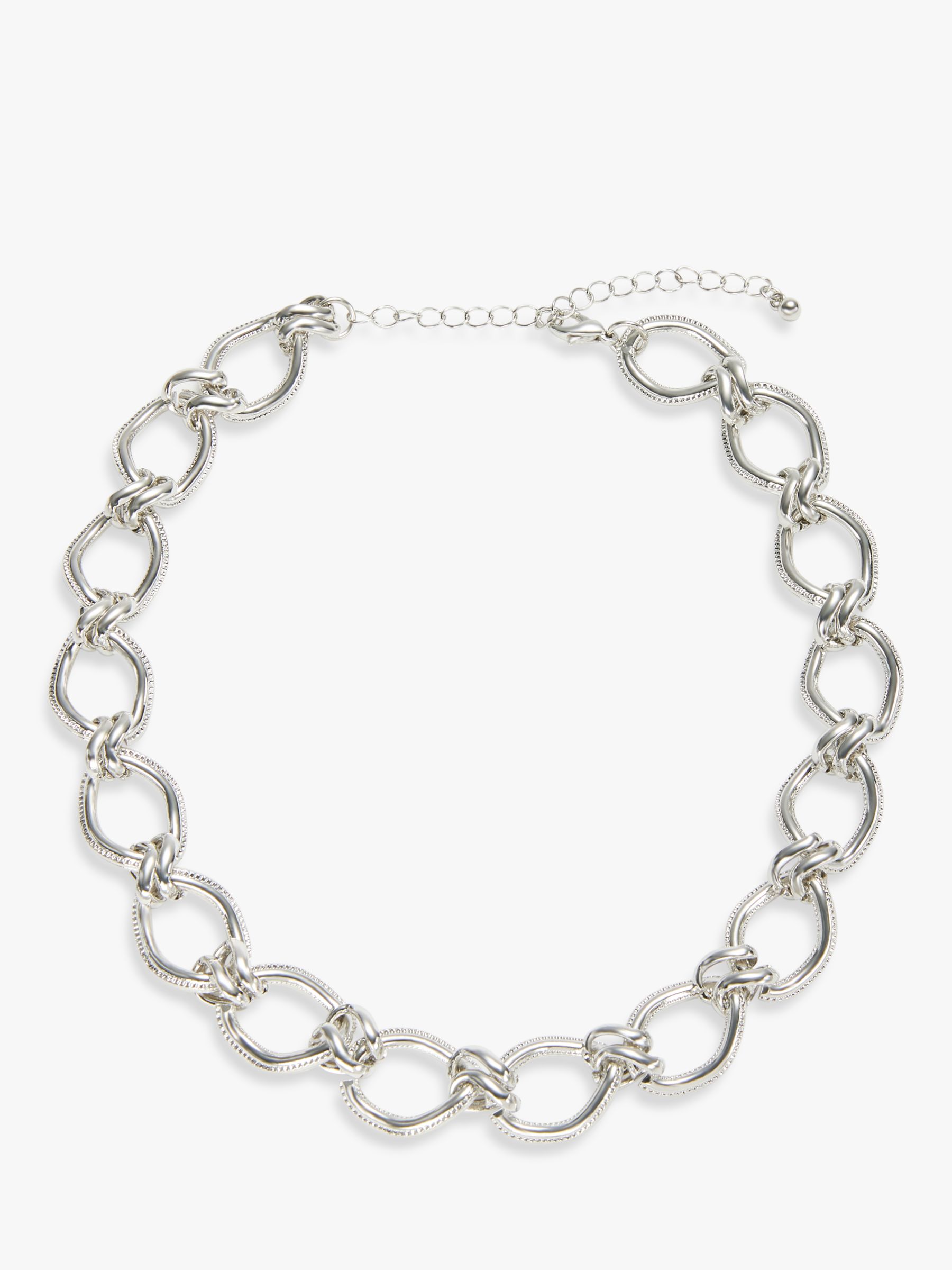 John Lewis & Partners Statement Twist Chain Link Necklace, Silver at 